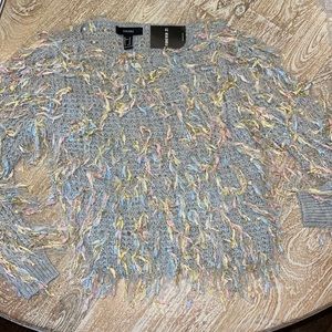 NWT Forever 21 gray blue gold pink Shag Sweater!